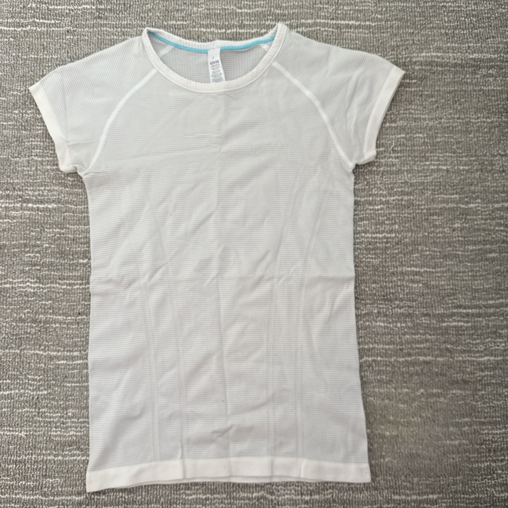 Lululemon Athletica White Raglan Short Sleeve Fitted Tee